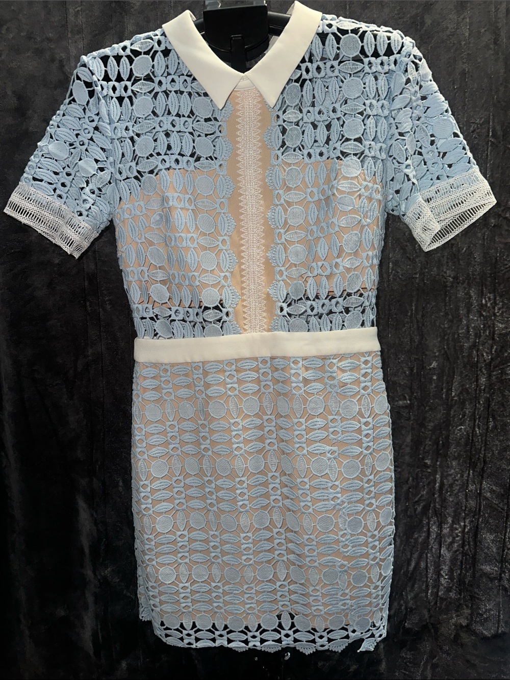 Endless Rose Light Blue Lace Mini Dress with White Collar